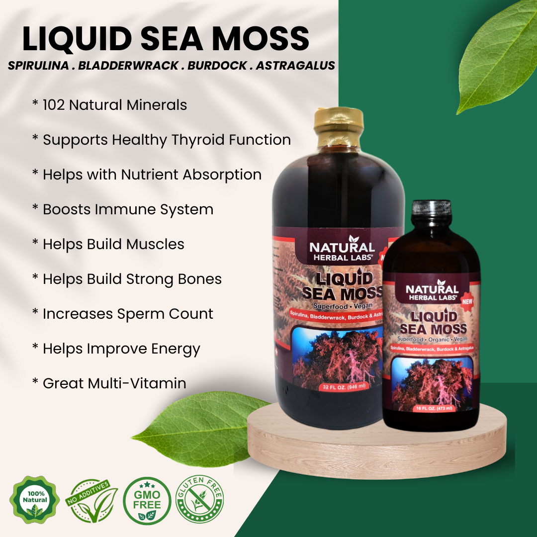 Musgo marino líquido con espirulina, fucus, bardana y astrágalo – Natural  Herbal Labs