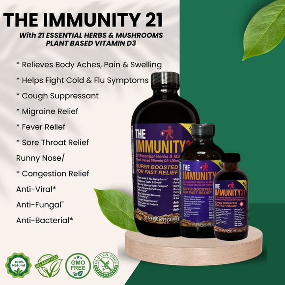 The Immunity 21 con 21 hierbas y hongos: (vitamina D3 de origen vegetal 125 mcg / 5000 UI)