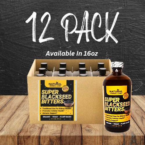 Valor especial: Súper amargo de semillas negras (caja de 12 botellas de 16 oz)