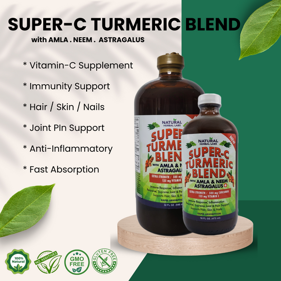 Super-C Turmeric with Amla, Neem & Astragalus: (*Extra Strength: 500mg Curcumin; 135mg Vitamin C)